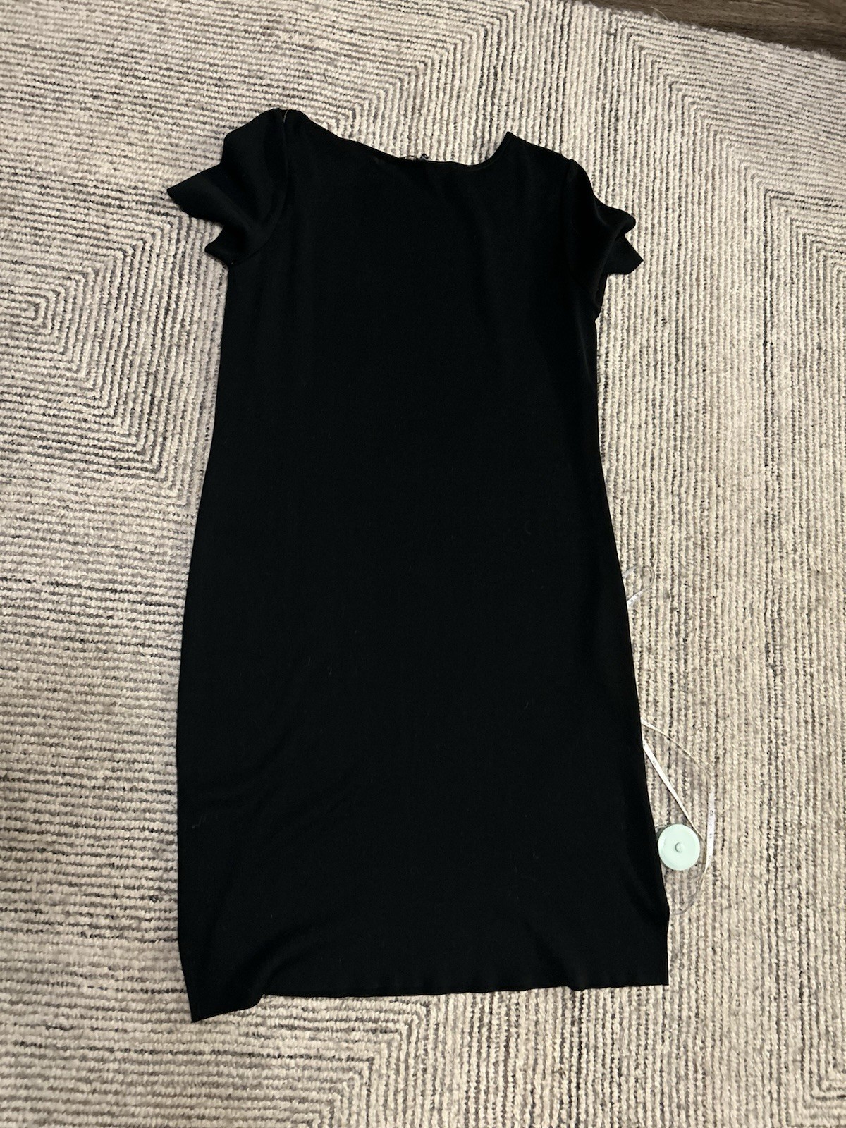 Ming Wang Black Knit Sheath Dress Large Shortsleeve Minimalist Career