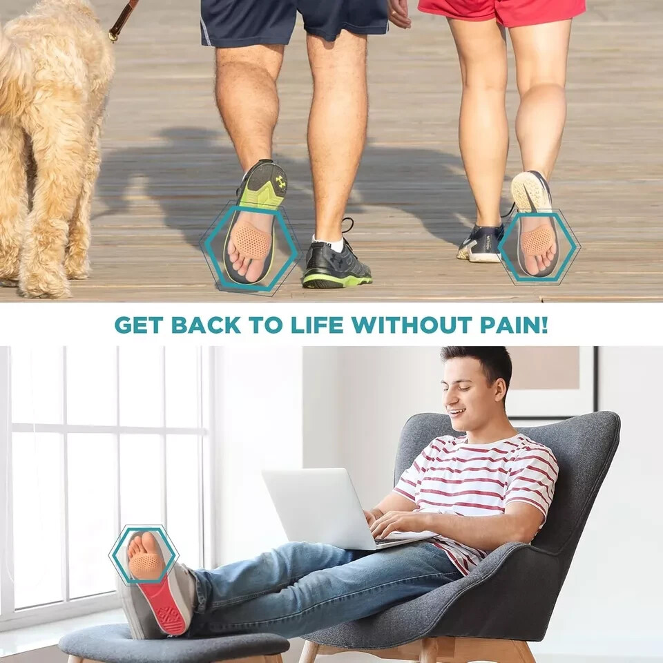 2 Pair Silicone Gel Metatarsal Pads for Women Men Pain Relief Foot Cushion Gift