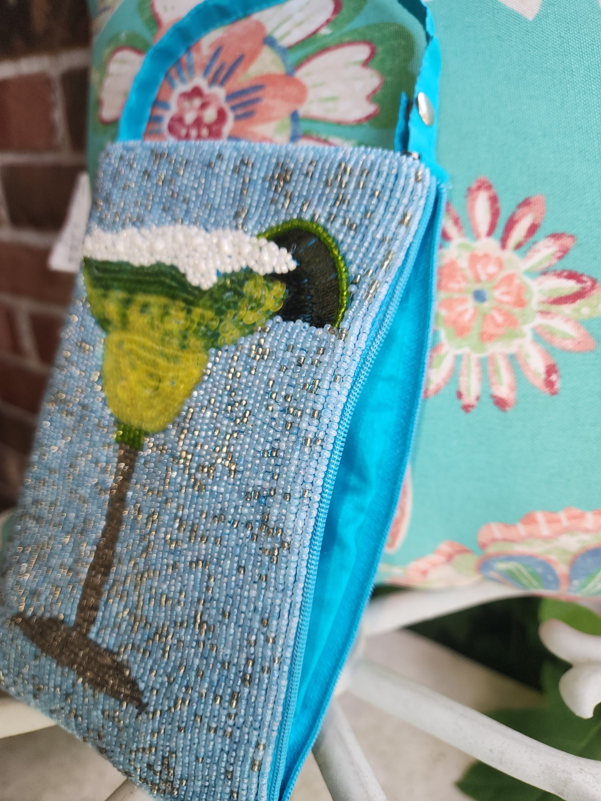 Bamboo Trading Co Beaded Margarita Wristlet Clutch Vacation Resort Bag
