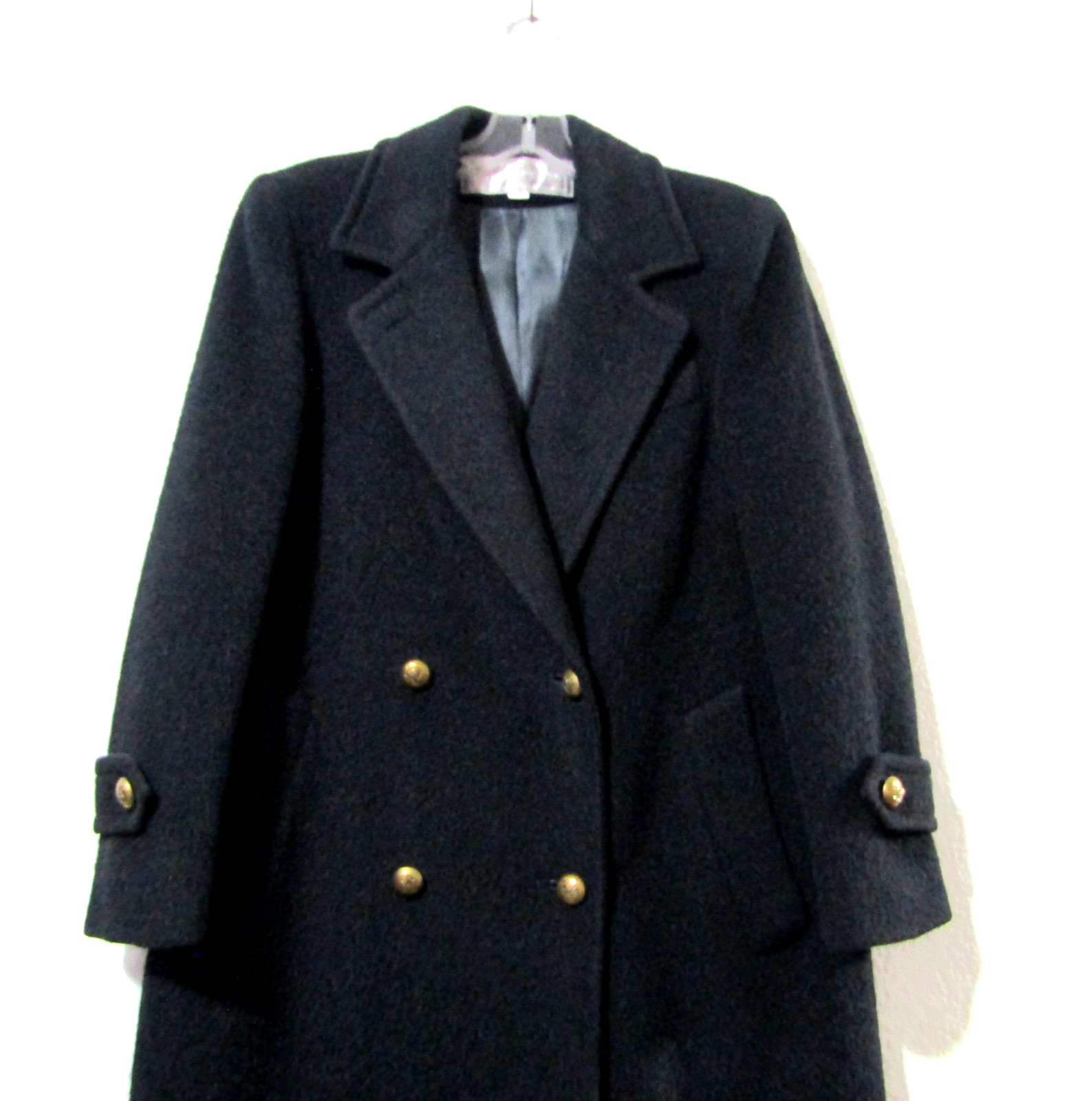 Vtg Evan Picone Coat 6 S Pure Wool Black USA Double Breasted