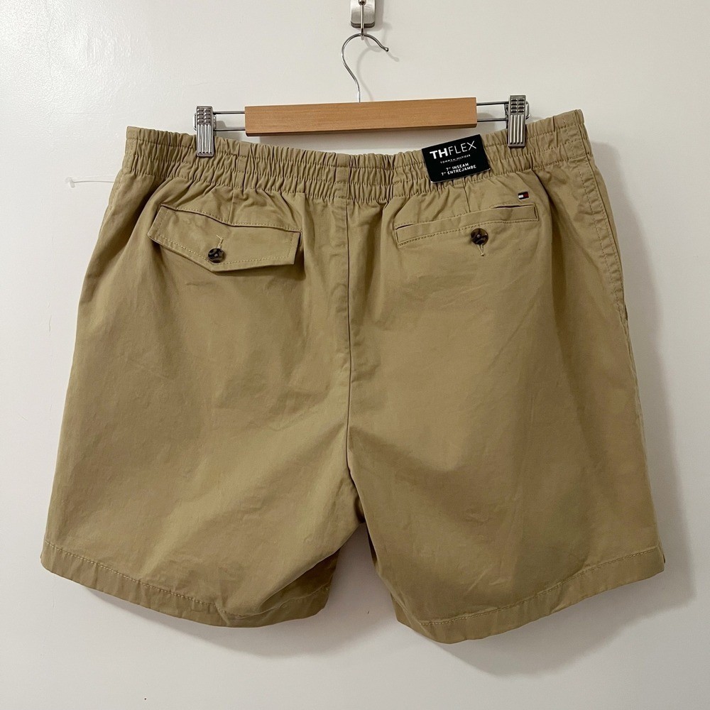 Tommy Hilfiger THFlex Men’s Chino Shorts Khaki Stretch Elastic Waist XL