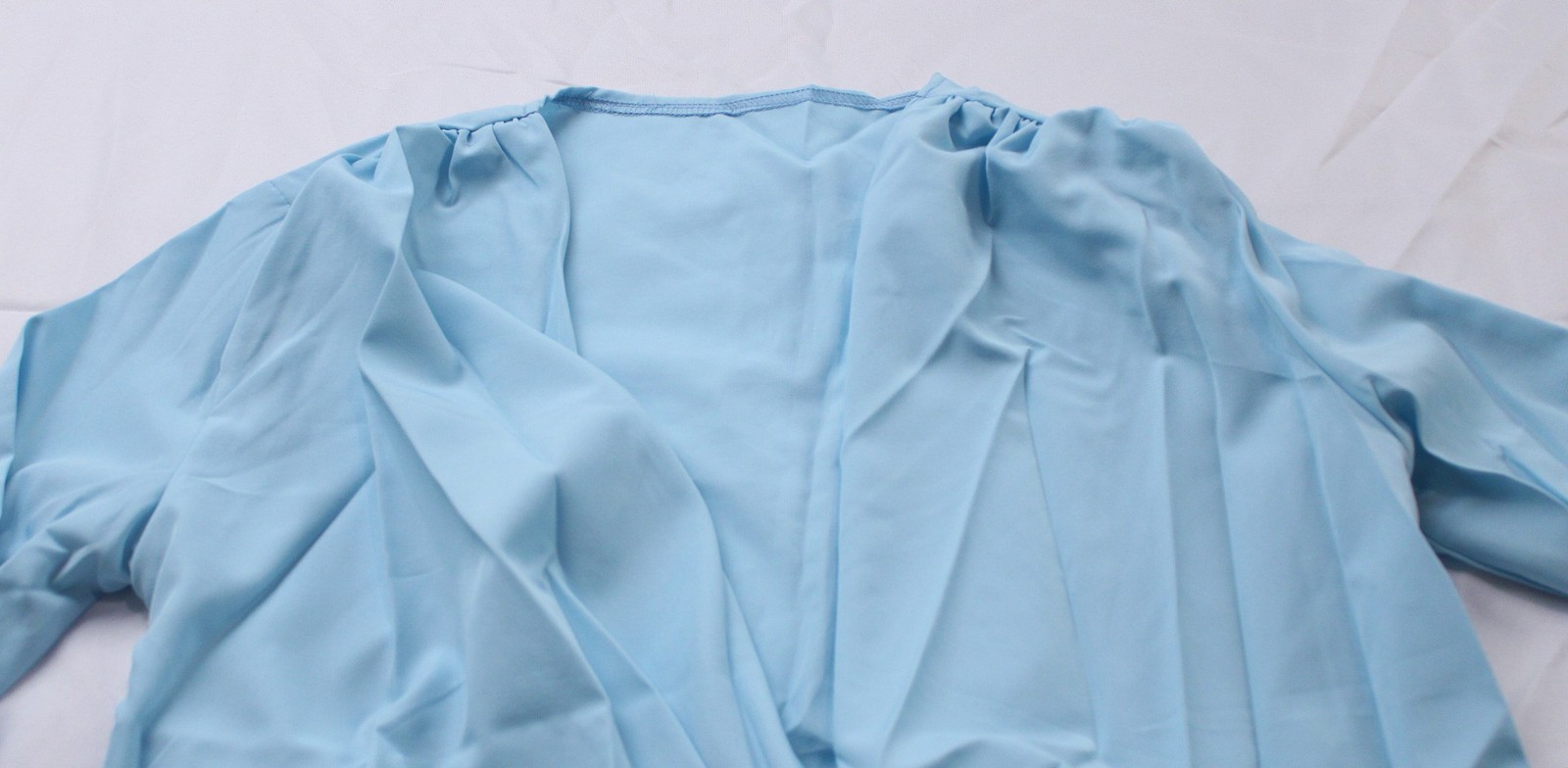 Lyaner Women’s Wrap V-Neck Ruched Tie Back Cropped Blouse AC2 Light Blue Small
