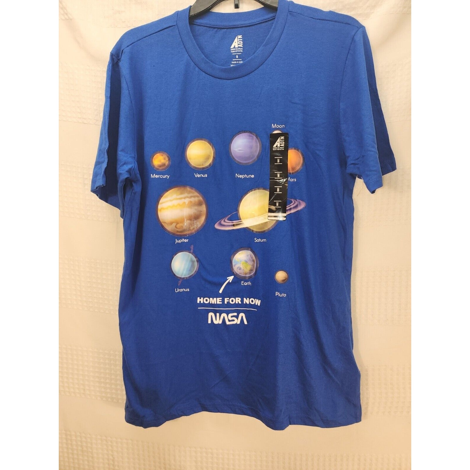 NASA Solar Tshirt Large Blue Planets Short Sleeve Mens ADTN 100% Cotton Graphic