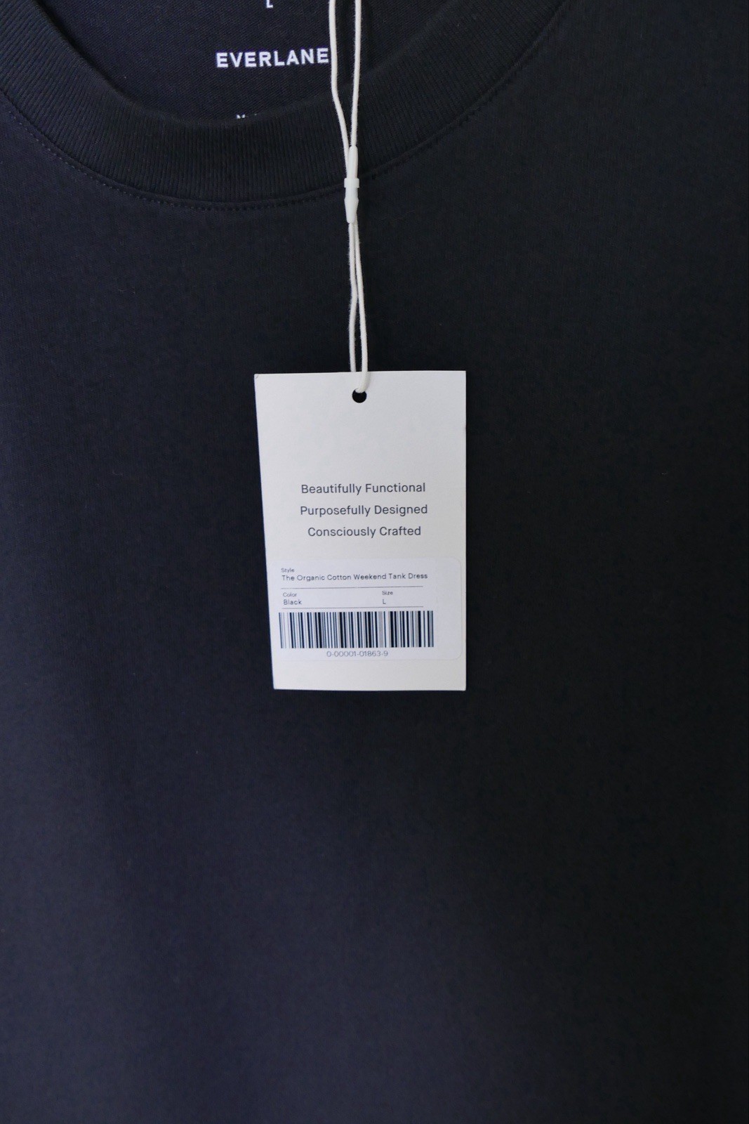 Everlane The Weekend Dress NWT Large Organic Cotton Minimalist Black Midi