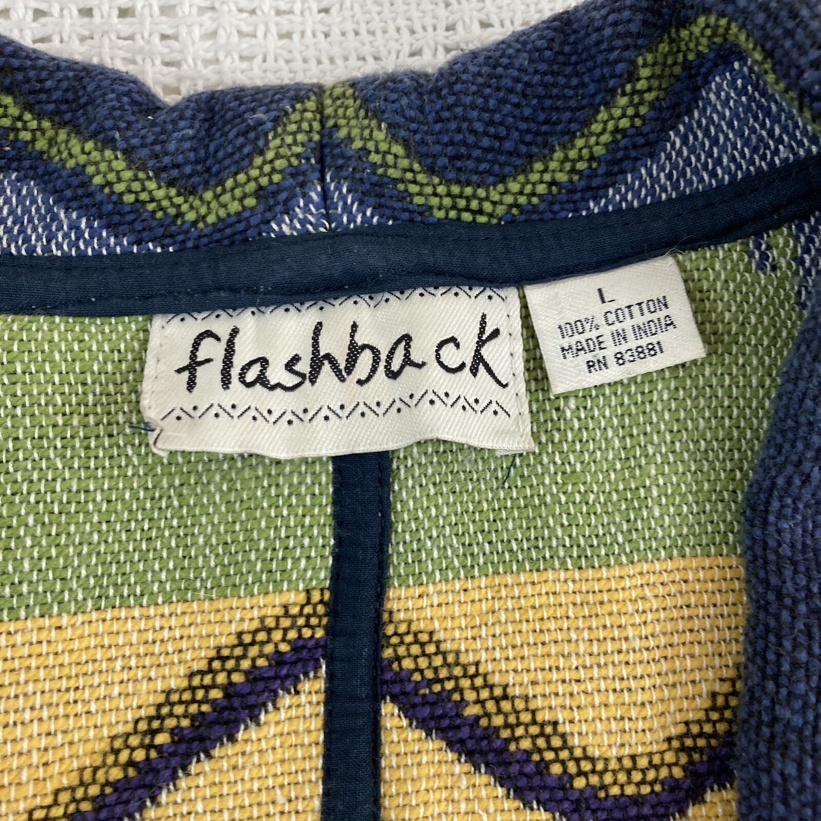 Flashback Snowflake Jacket Vintage Large Woven Western Blue Yellow Green Bolero
