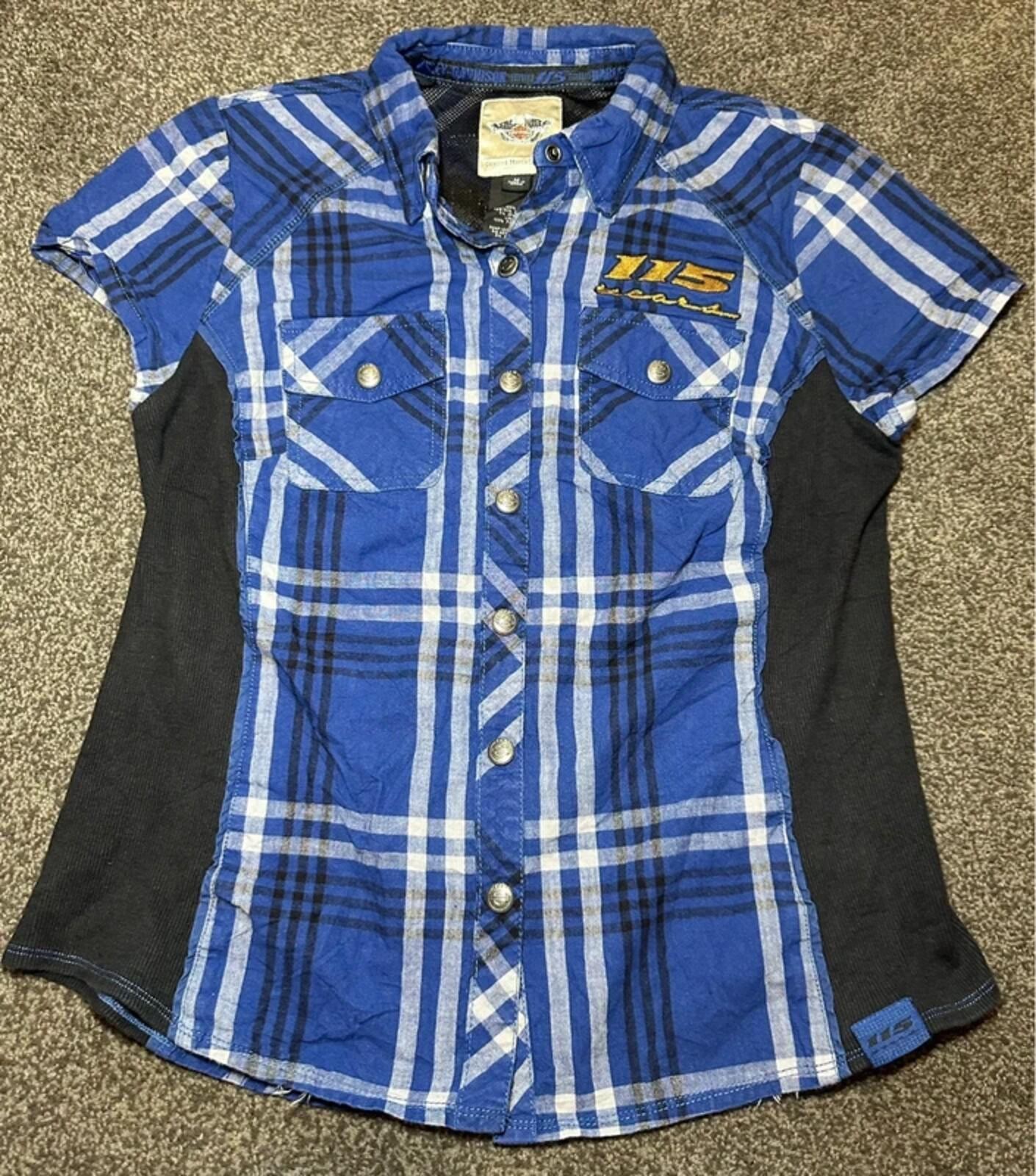 Harley-Davidson 115th Anniversary Limited Edition Plaid Shirt Blue
