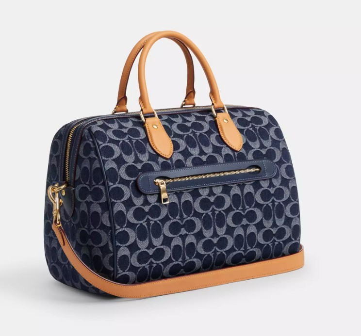 COACH Rowan Large Satchel Signature Denim Leather Crossbody Bag CY699 NEW NWT