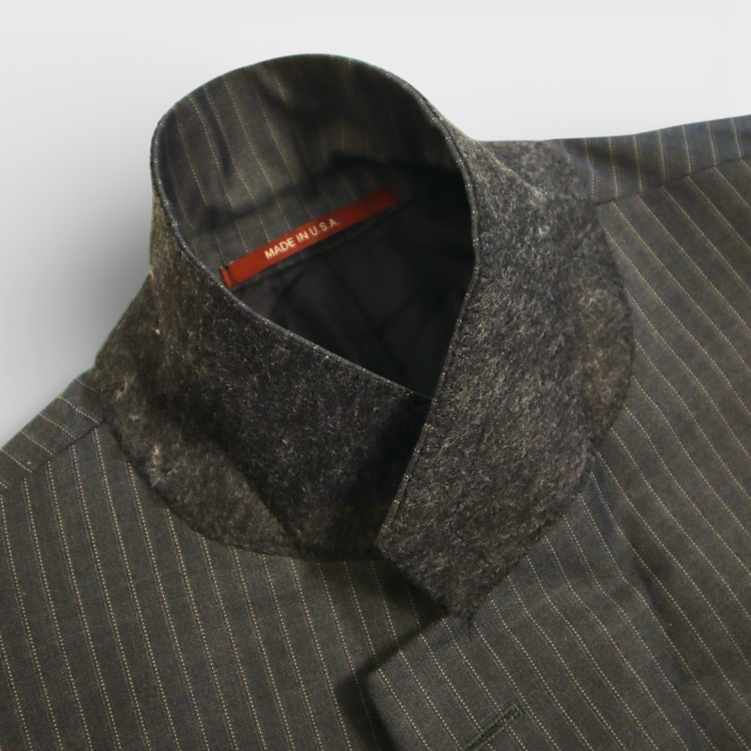 Bespoke Hickey Freeman 2 Piece Suit 46S Gray Pinstripe Surgeon Cuff Dual Vent