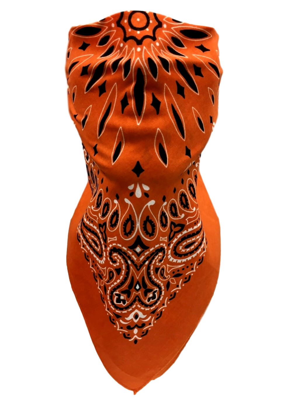 VELCRO®Brand ADJUSTABLE Harley Orange PAISLEY FACE NECK COVER Sun Block BANDANA