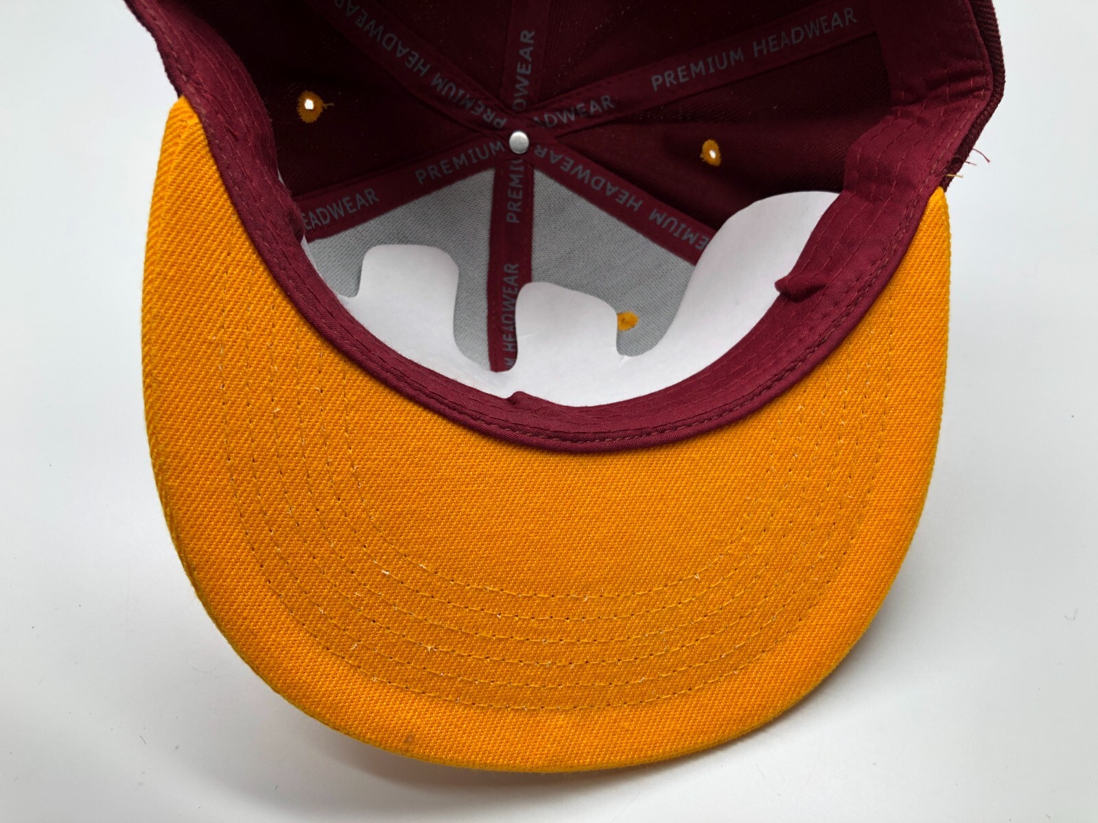 KIPA Premium Headwear Burgundy Plain Yellow Mens OSFM Snapback Flat Brim