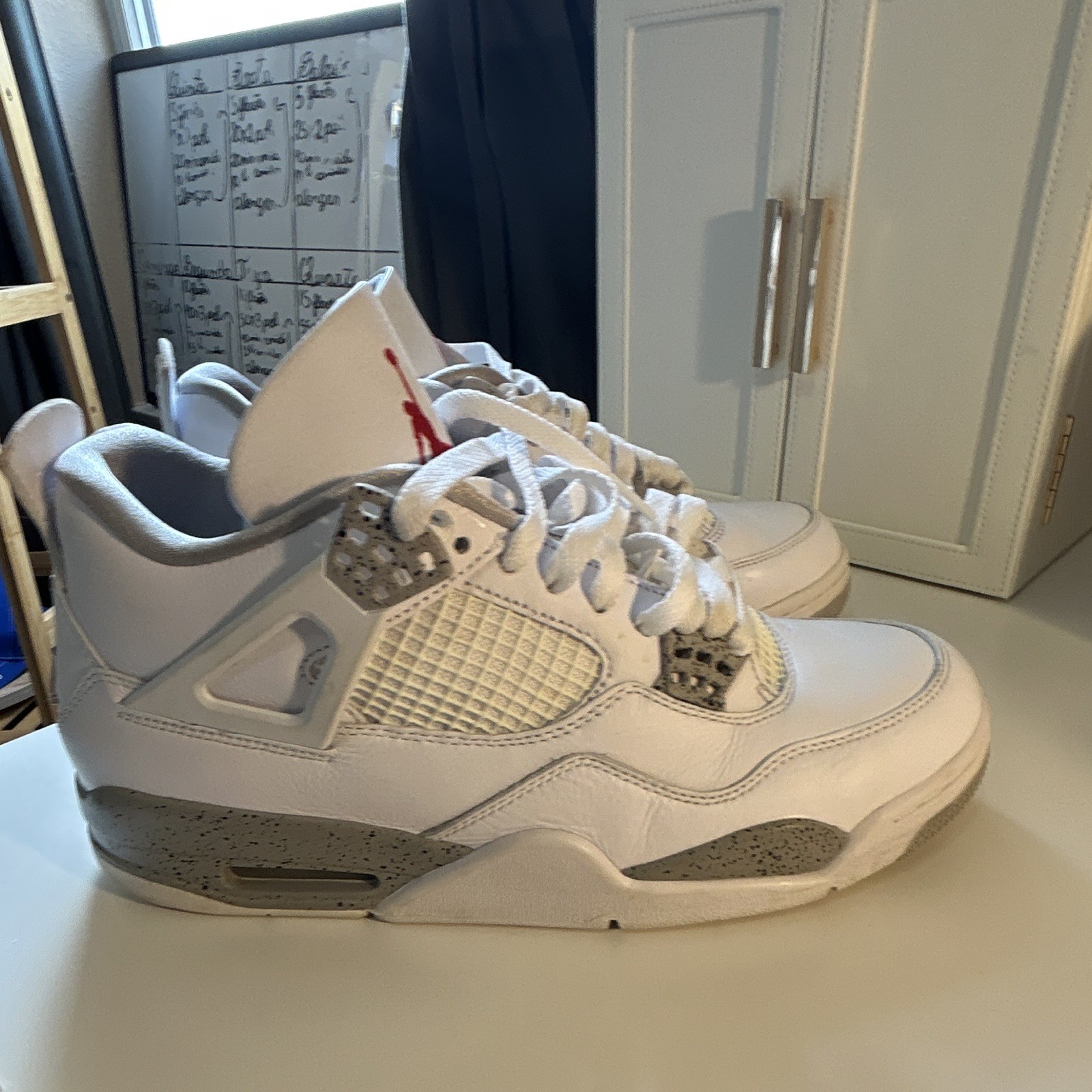 Jordan Air Jordan 4 Retro White Oreo White/Gray Mid Top Lace-Up Men’s Sneakers