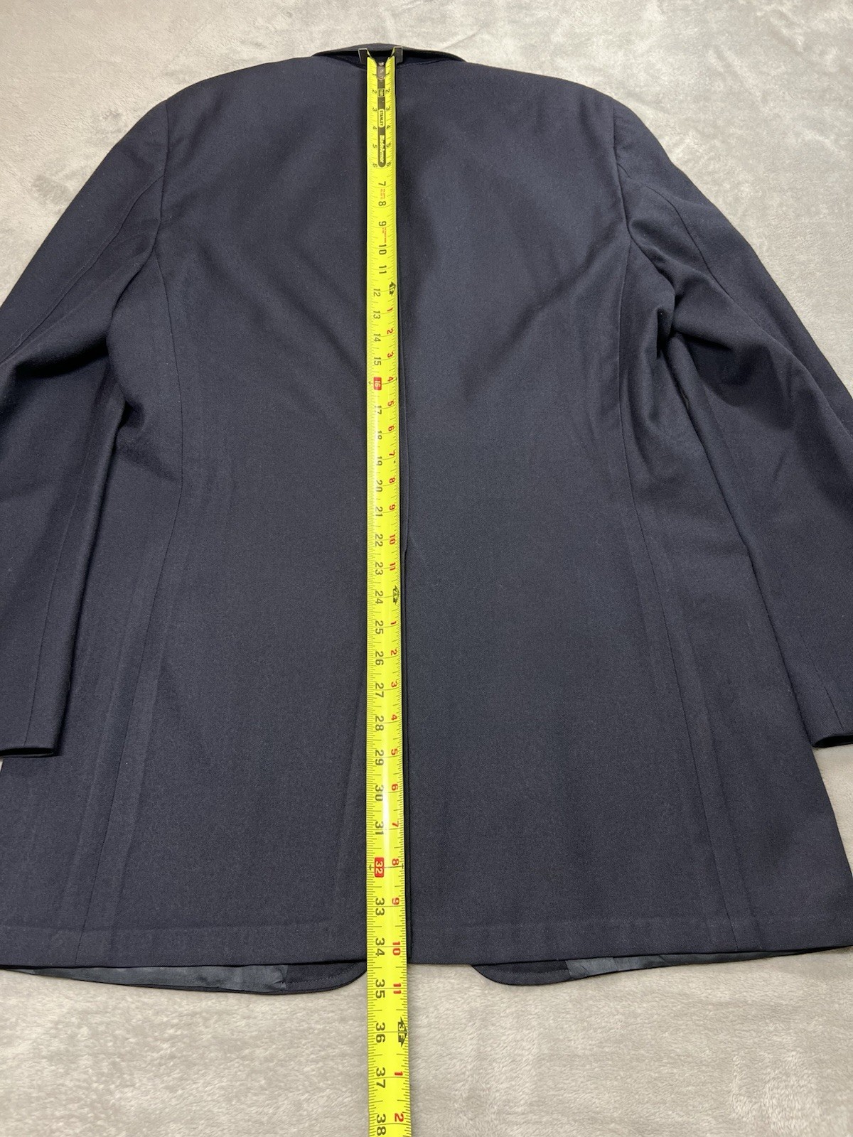 Stafford Blazer Mens 44XL Extra Long Navy Blue Wool Gold Button Sport Coat