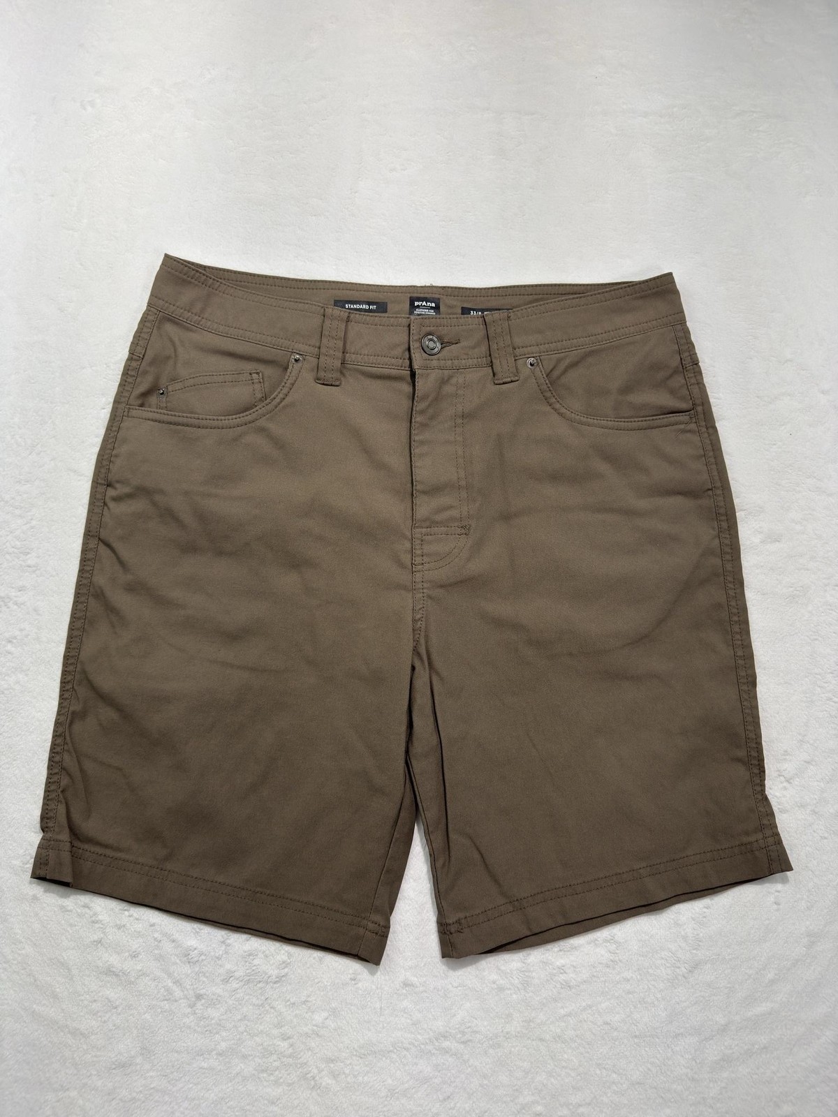 PrAna Shorts Mens 33 Brown 9 Inch Inseam Chino Flat Front 5 Pocket Casual