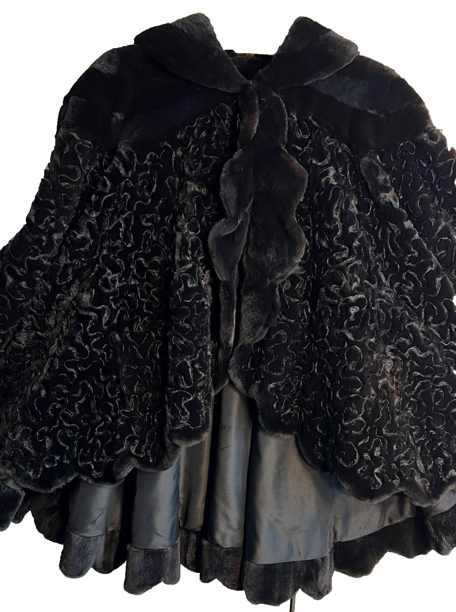 Vintage Black Fur Fendi Jacket Made in Italy I Magnin Small/Medium Multi Seasons