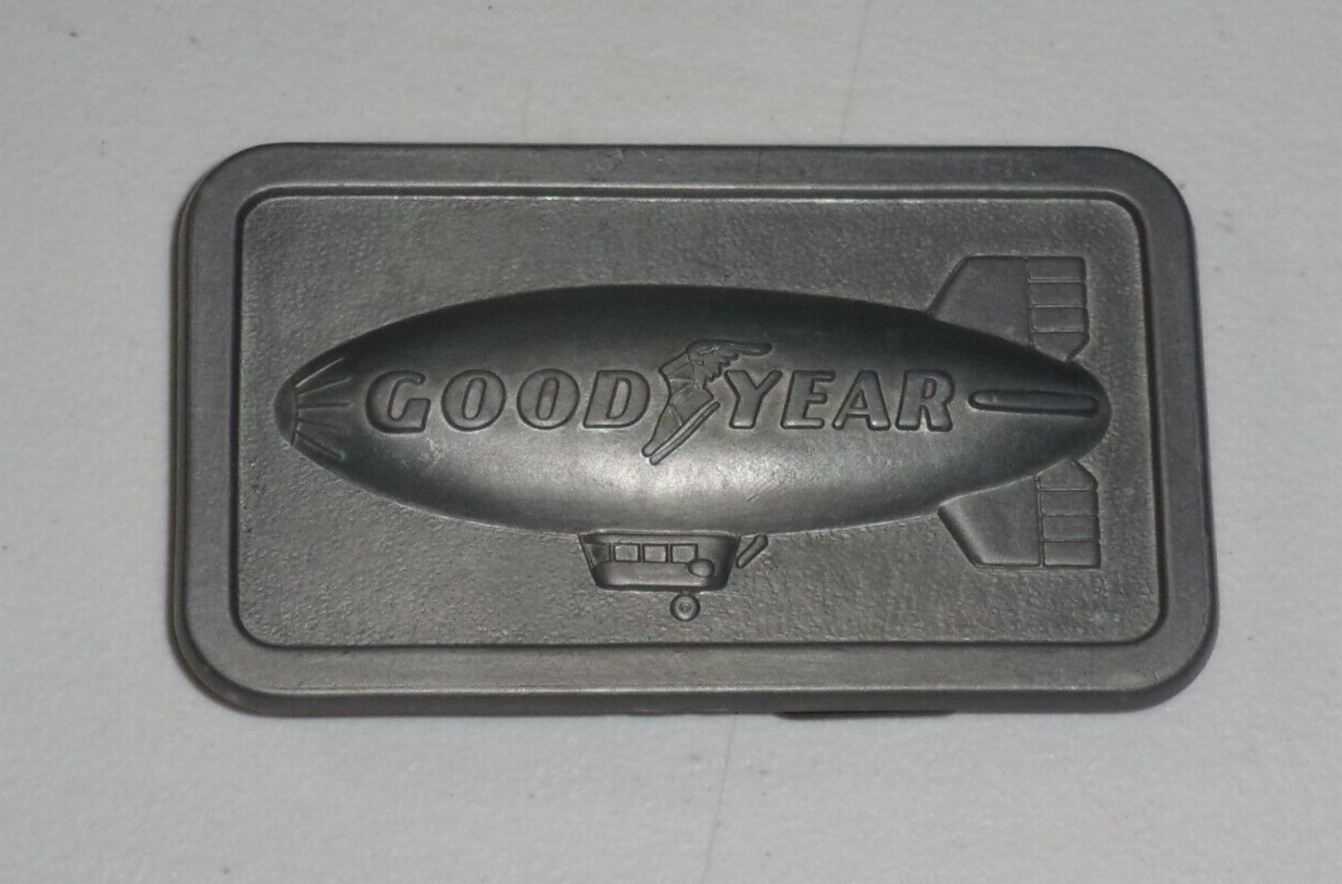 Vintage 1974 GOOD-YEAR Blimp Tire & Rubber Company Belt Buckle 3.5″