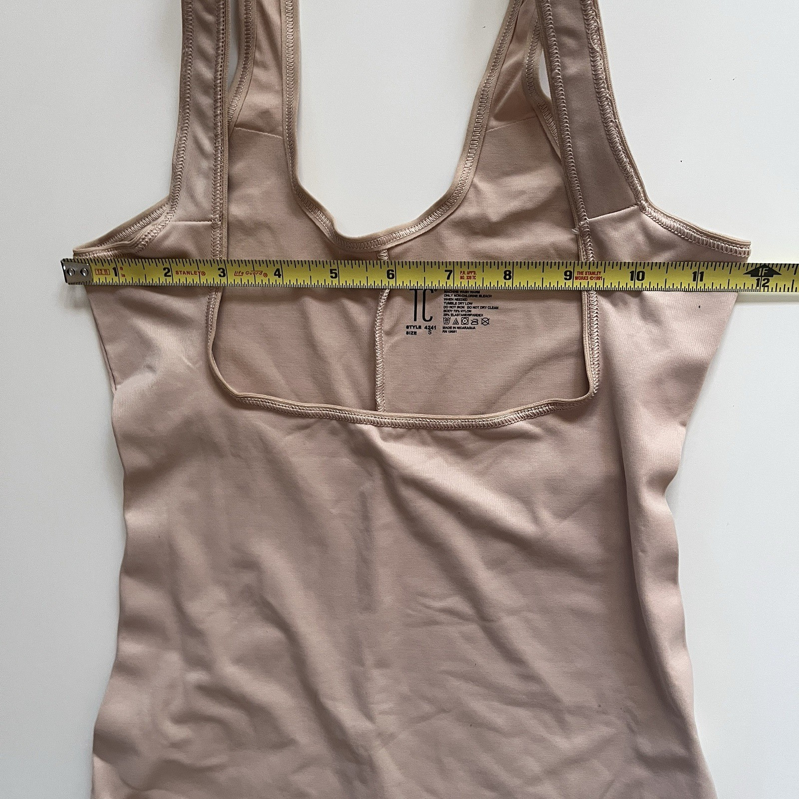 TC Fine Intimates Size S Shape Away Open Bust Thigh Slimmer Bodysuit Beige Nude