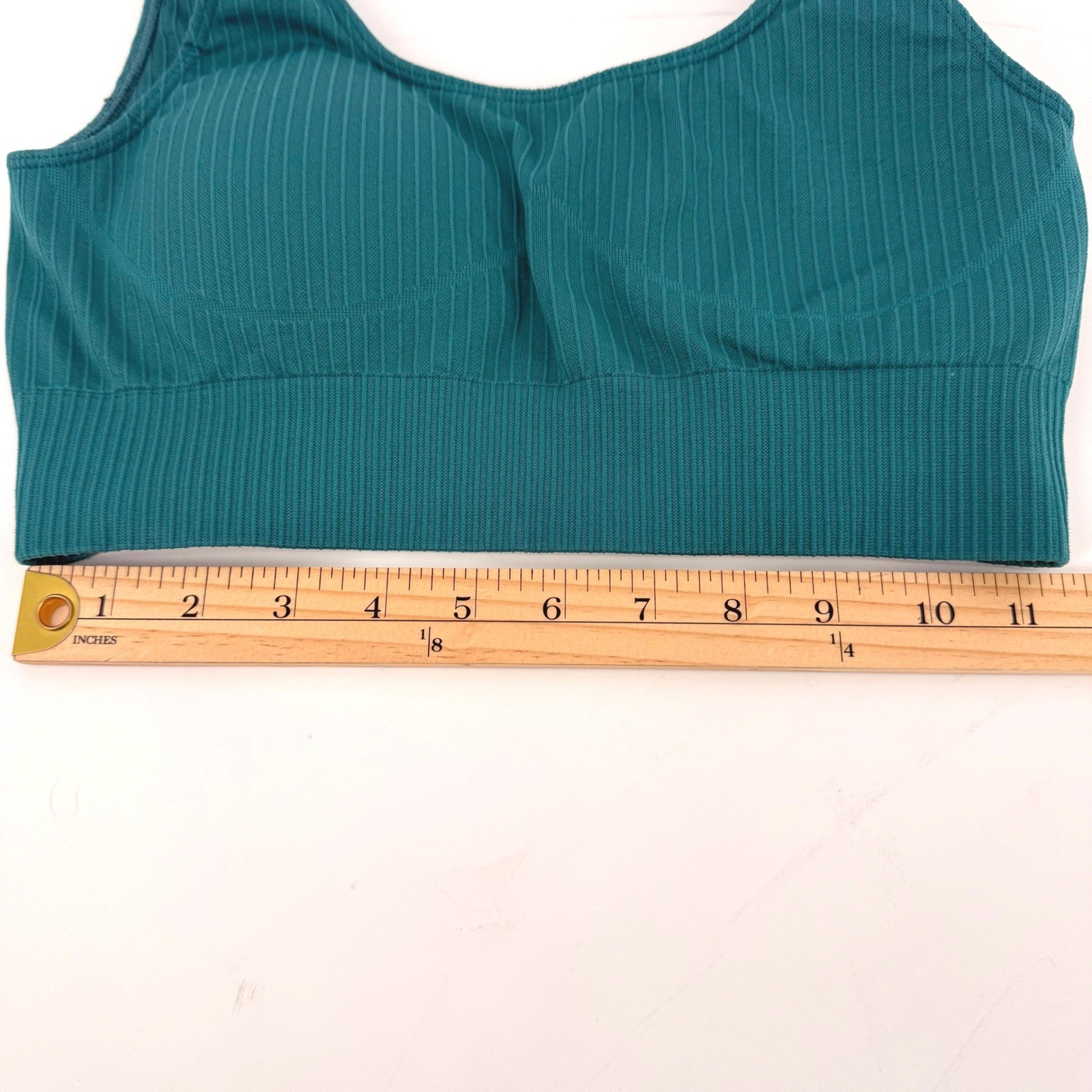 PrettyLittleThing Ribbed Activewear Set Teal Green Sports Bra Leggings Small