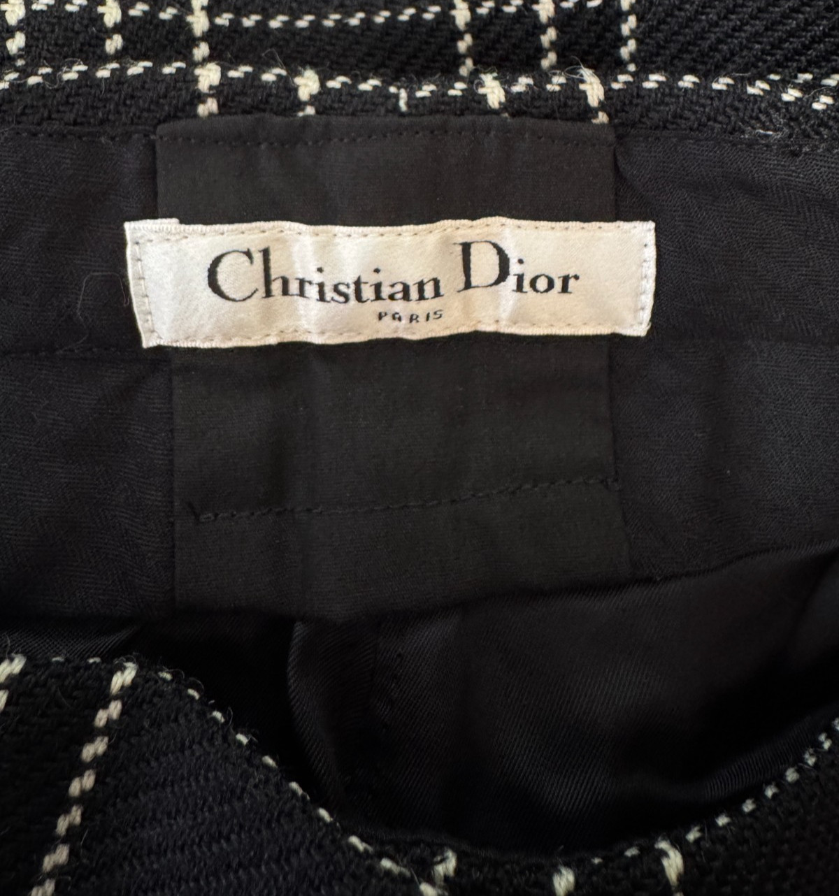 $2K Christian Dior New Black White Wool Dress Pants 4 6 US 40 IT S Culottes Auth