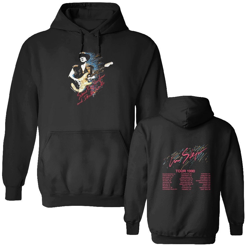 Vaughan Ray Stevie 1990 Tour Step Vintage Double Sided Hoodies