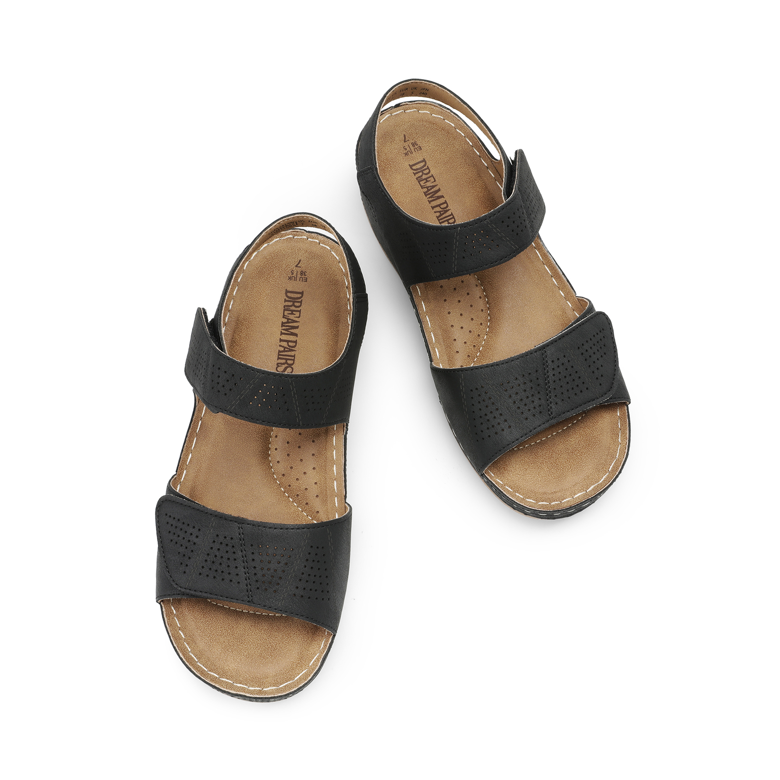 Women Open Toe Wedge Sandals Lightweight Casual Walking Flat Sandals