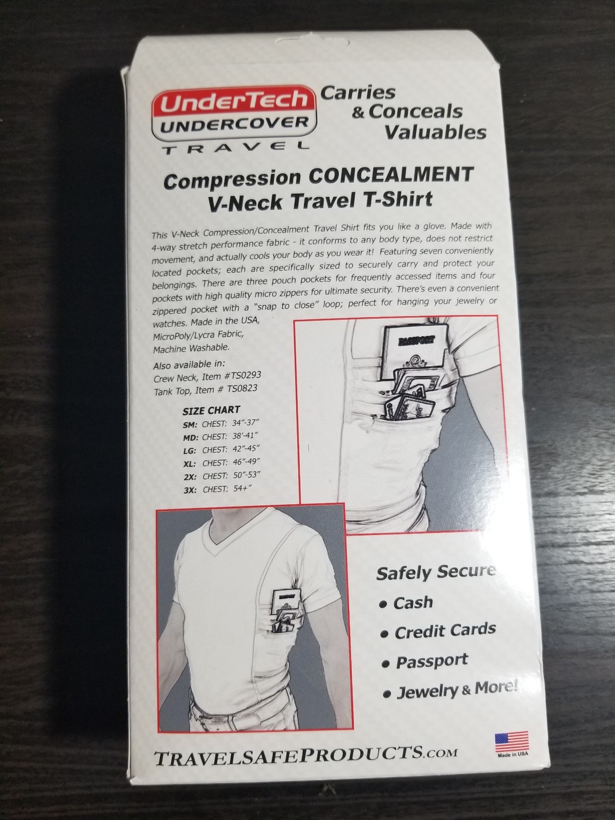 Small Men’s Undertech Undercover Compression Conceal V-Neck Travel T-shirt White