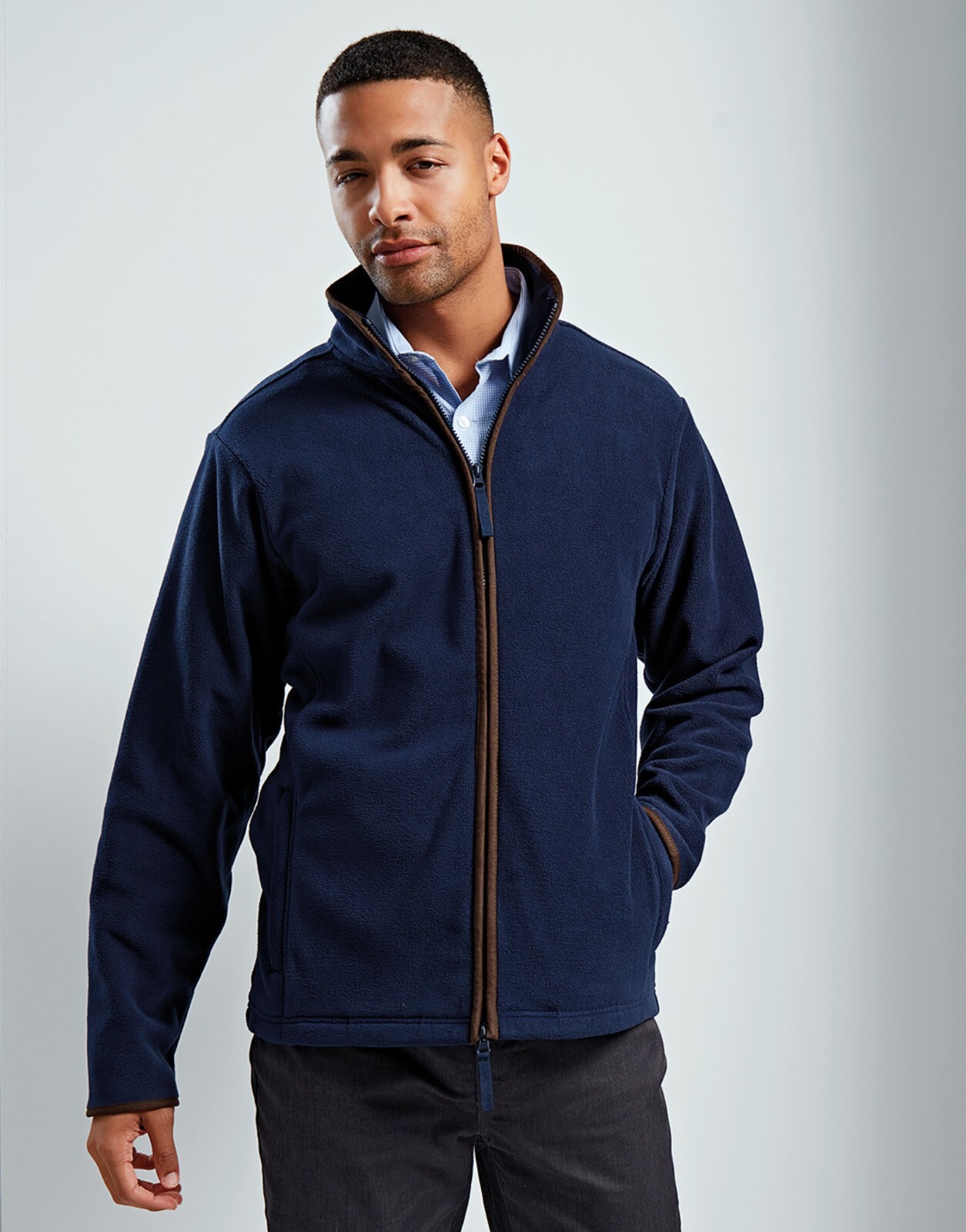 Premier Mens Zip Up Fleece Jacket Plain High Neck Zipped Jumper Warm Outerwear