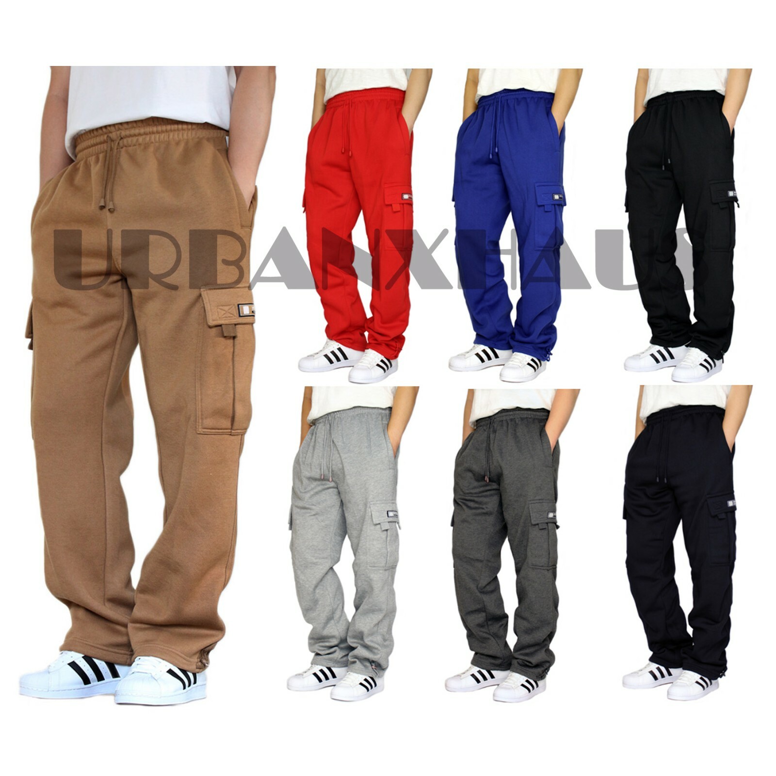 VICTORIOUS MEN’S FLEECE CARGO SWEATPANTS HEAVYWEIGHT S-6XL *FAST SHIP