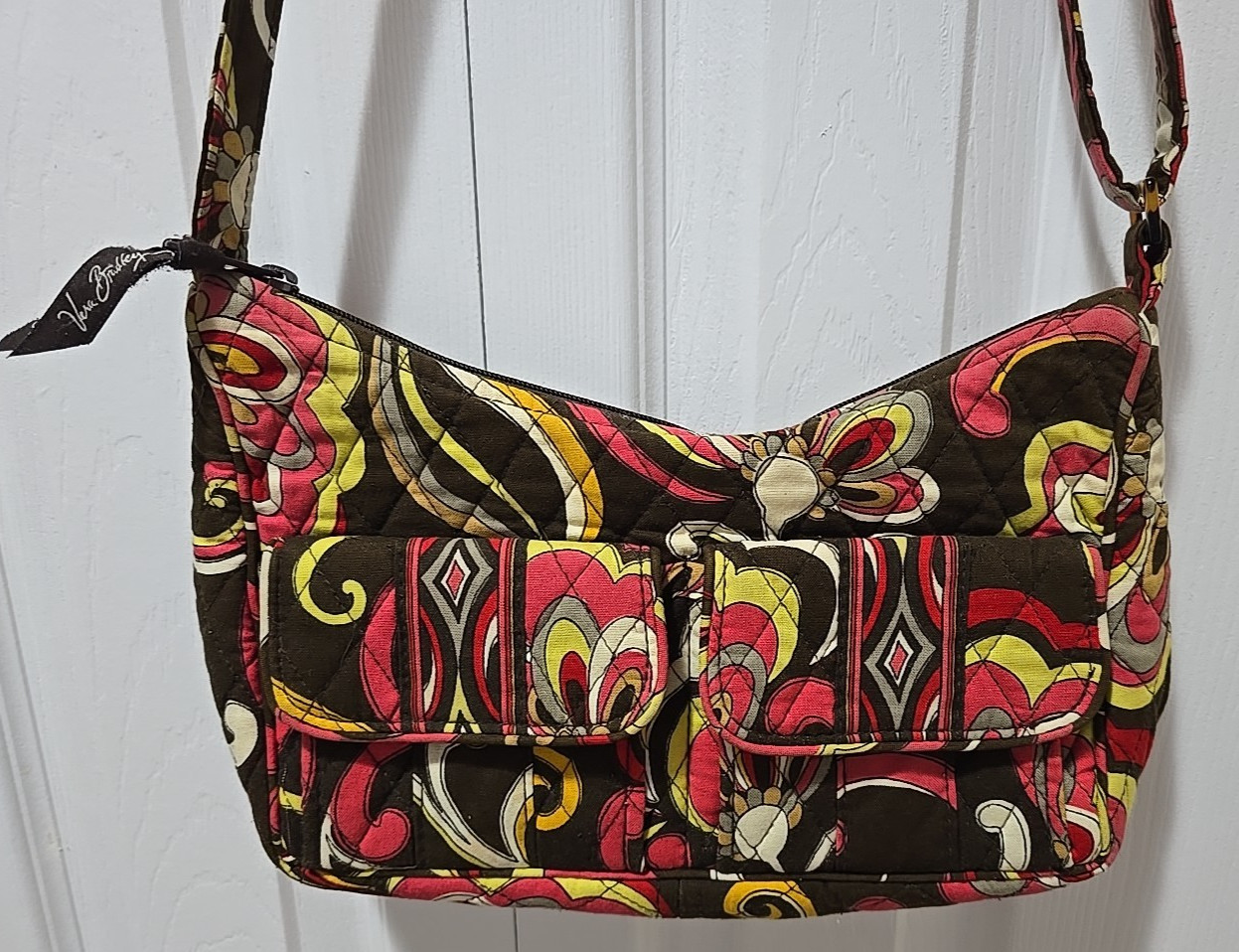 Vera Bradley Libby Crossbody Small Purse Puccini Brown Red Yellow