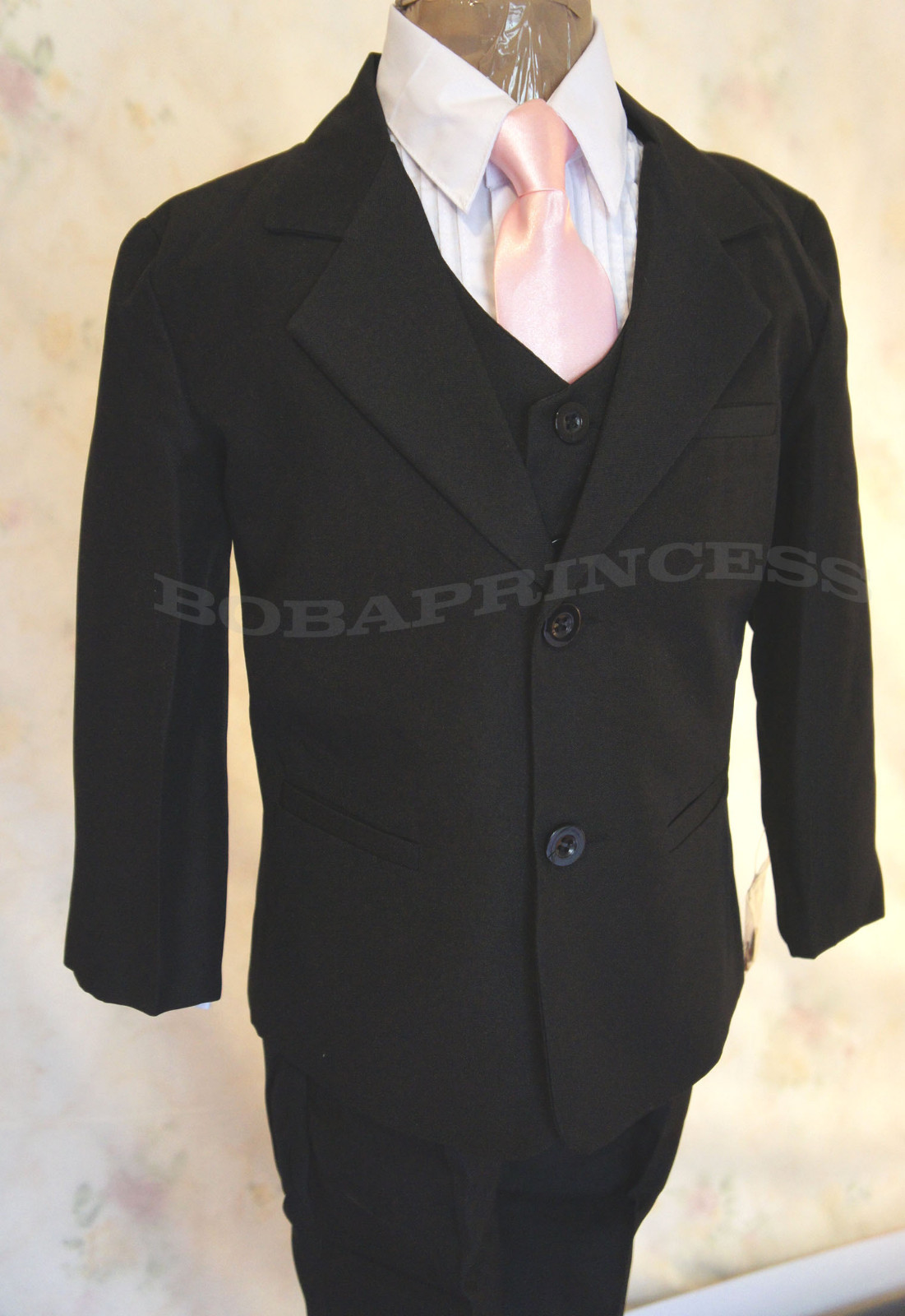 5 PCS Formal BLACK SUIT SET Boys 2/3/4/5/6/7 Wedding/Graduation/Holiday NEW