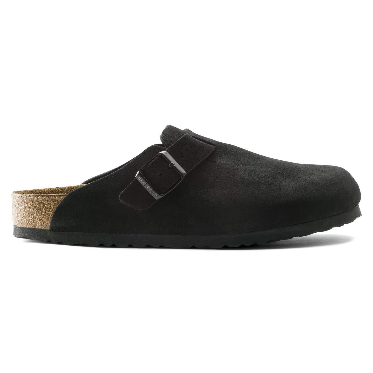 Birkenstock Boston Soft Footbed Suede Leather Clog Black Unisex EU 37-45