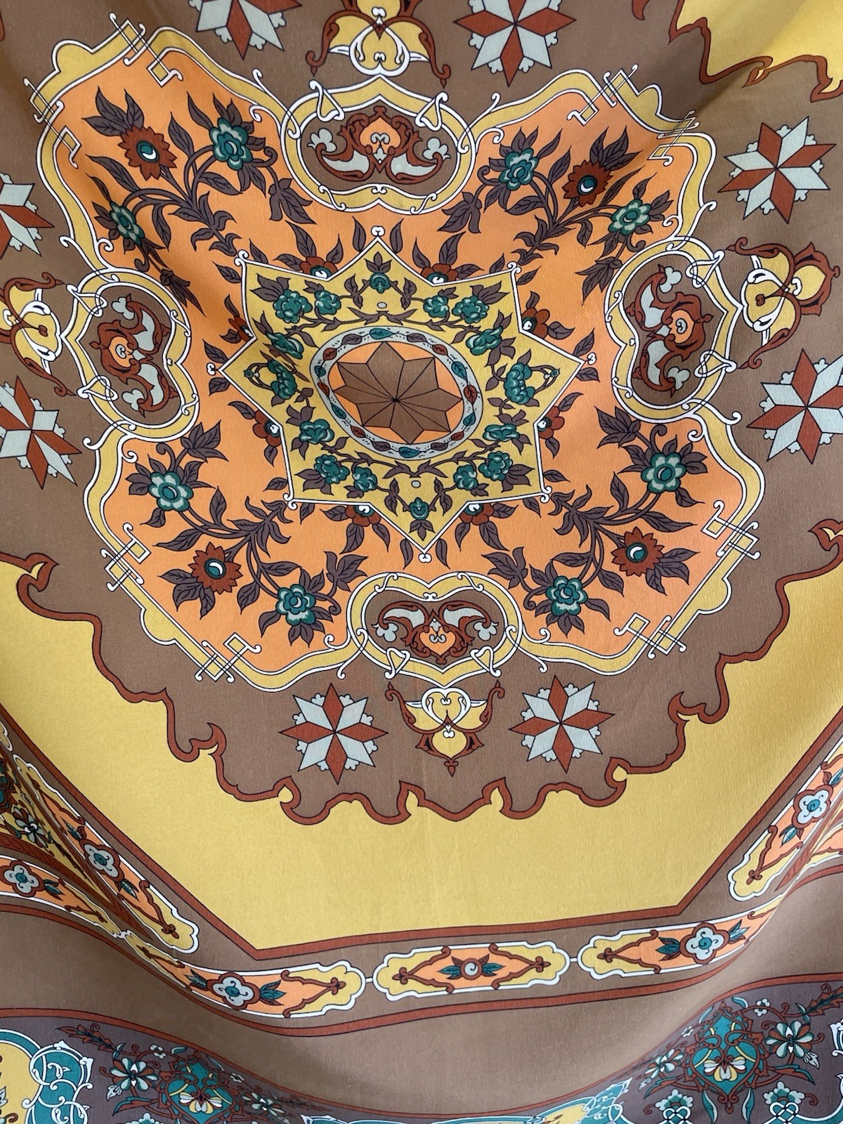 H75# Brigata Cremona 100% Silk Scarf Vintage Italian Geometric Ornamental Print