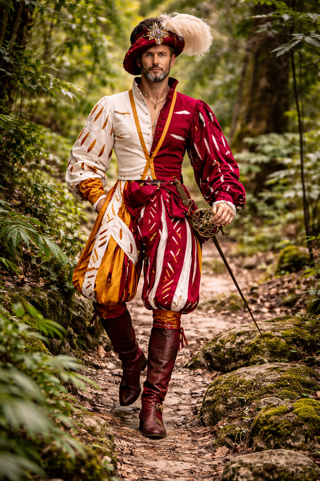Renaissance German Landsknecht Outfit For Men-Medieval Festival Costume