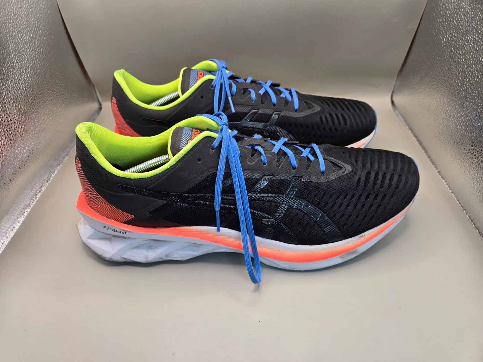 Asics Novablast Shoes Men’s 13 Black Blue Road Running Athletic Workout Sneakers
