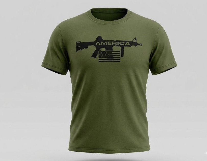 American Flag America Patriotic Graphic T-Shirt | Retro Vintage Oliver Green Tee