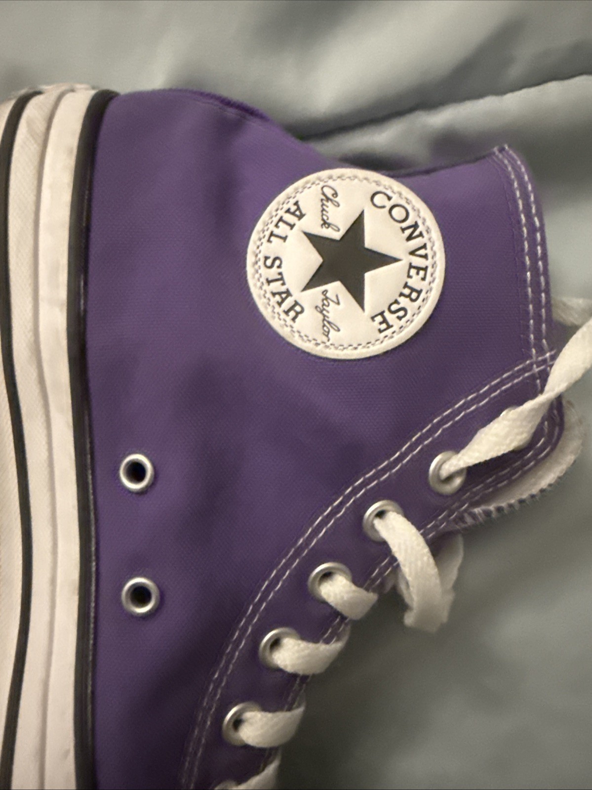 Purple Converse High Top Sneakers With White Accents Unisex Sneakers M8 W10