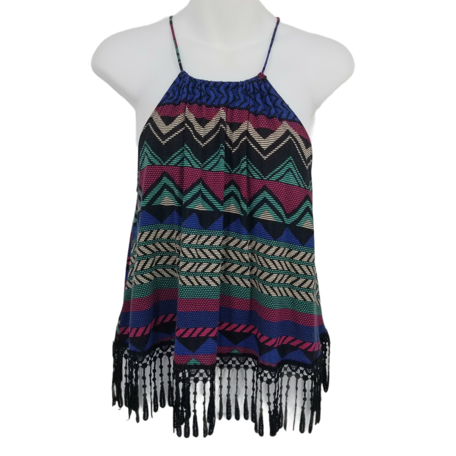 Miami Womens Multicolor Sleeveless Geometric Square Neck Pullovre Tank Top M