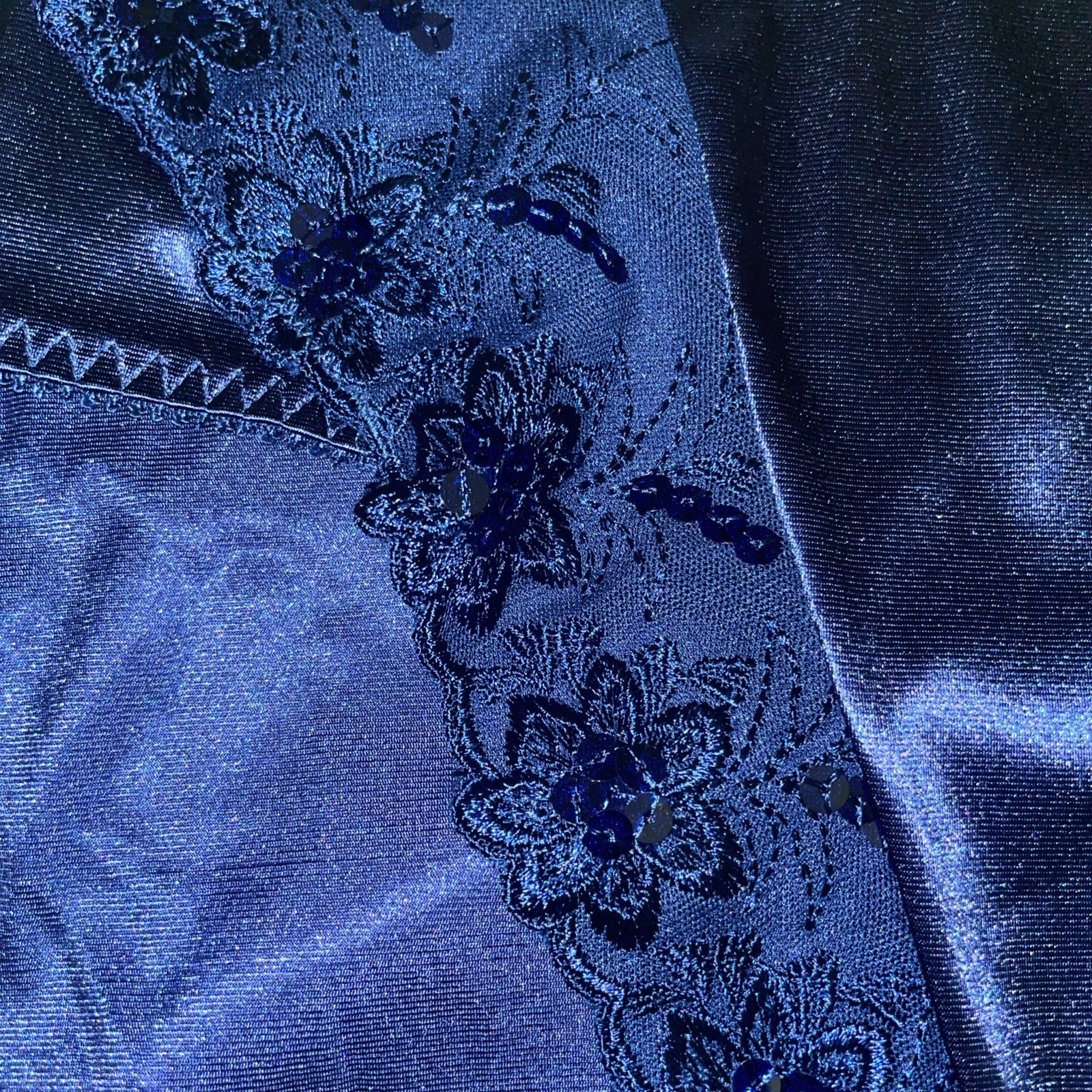 Delta Burke Panties size 10/3X Glossy Satin lace VTG hi-cut NOS Cobalt Blue
