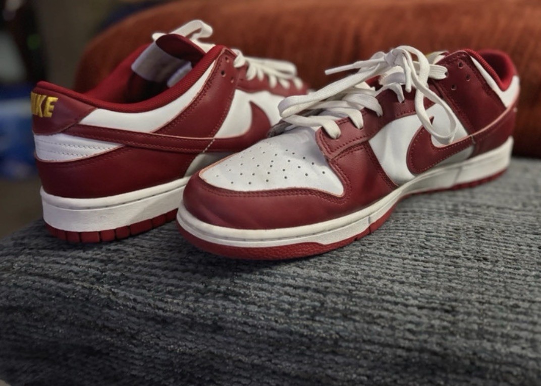 Nike Men’s Red/White Low-Top Lace-Up Athletic Sneakers Rubber Outsole