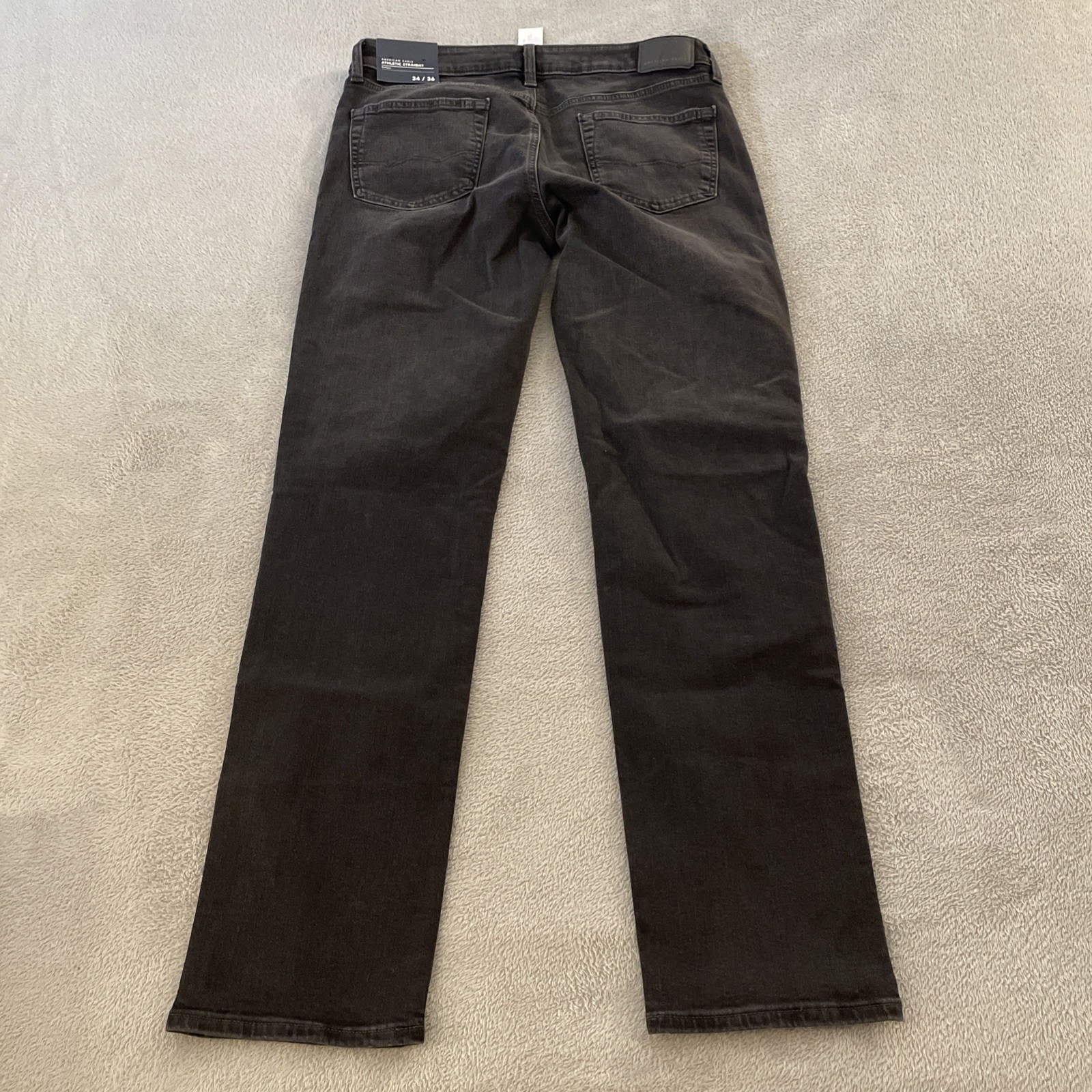 New American Eagle Athletic Straight Jeans Men’s 34×36 Black Airflex Stretch NWT
