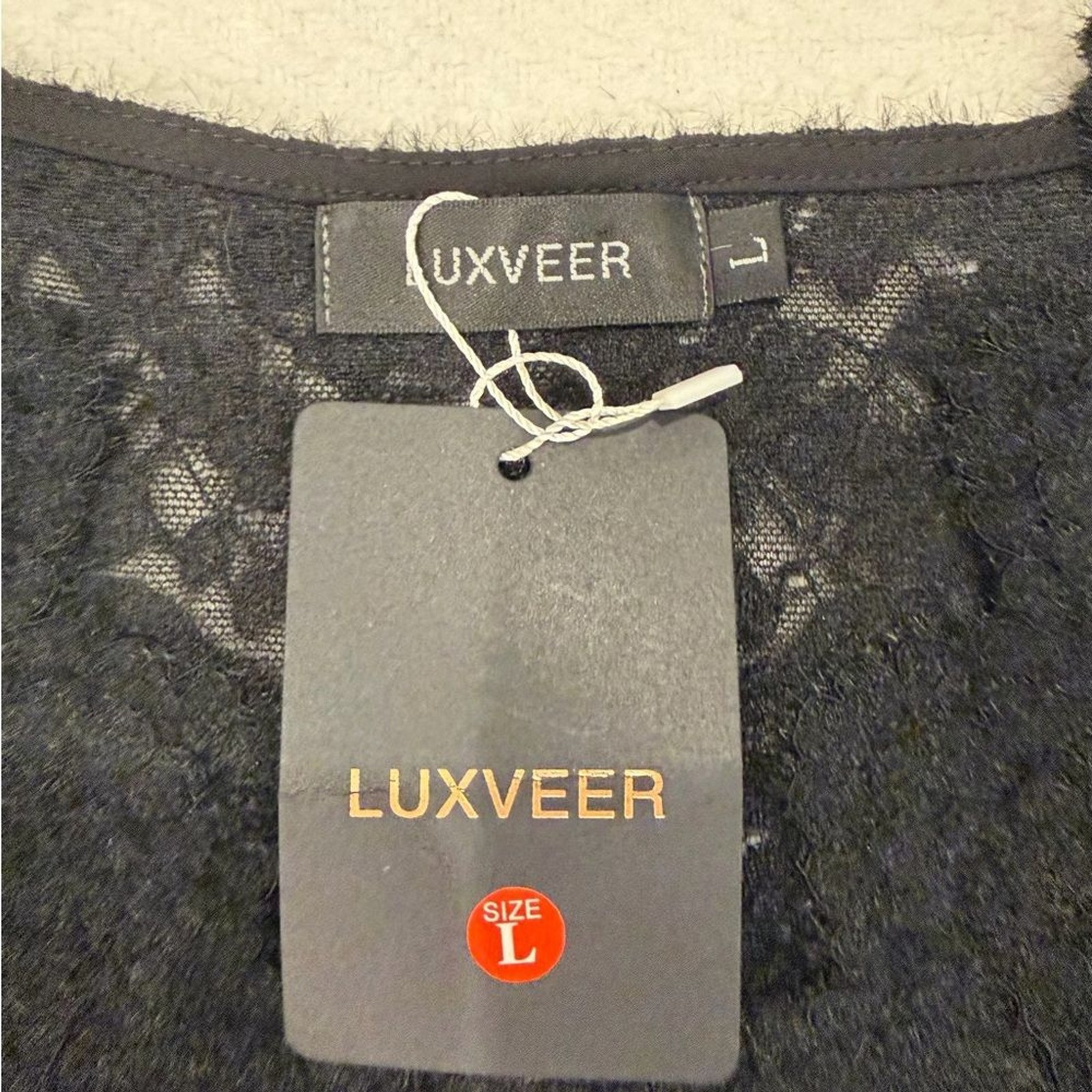 NWT Luxveer Black Lace Whimsigoth Button-Up Cardigan Blouse Large Classy Chic