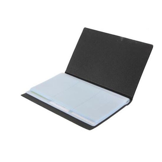 Black PU Leather 120 Cards Portable Office Business Men Women Vintage Bag
