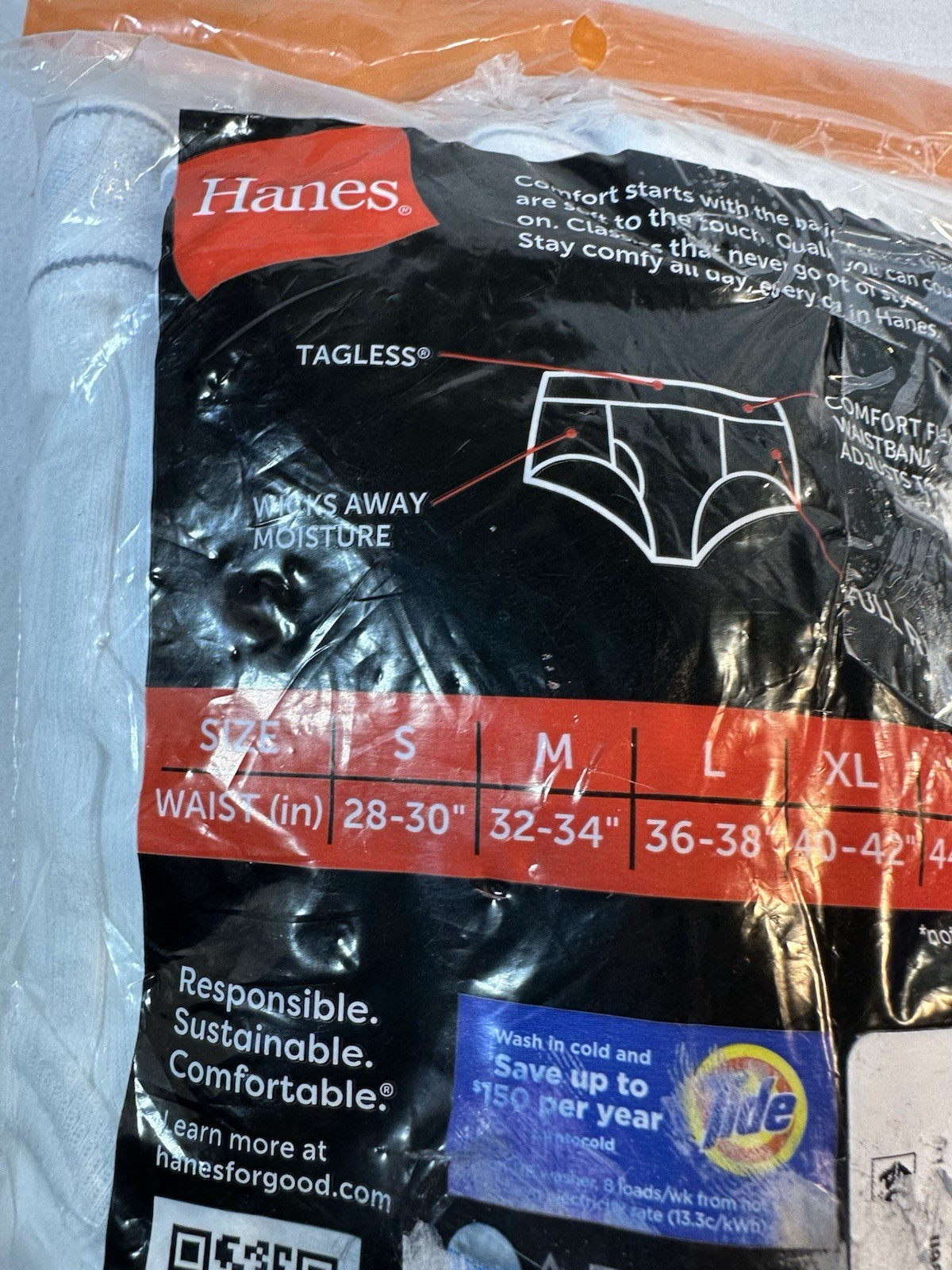 Hanes Tagless Briefs White 6-pack Size Small 28-30” Wicking Cool Comfort Fabric