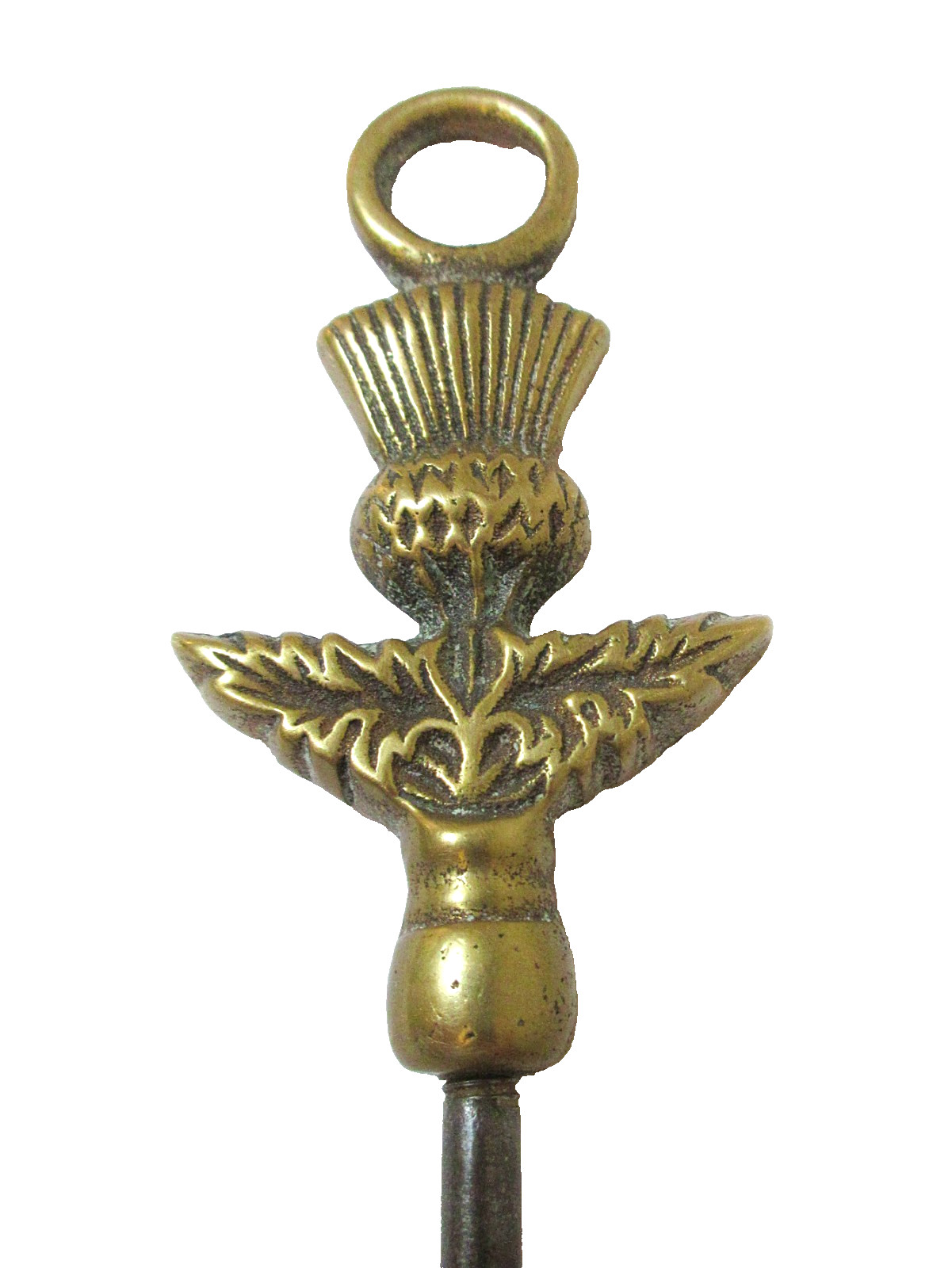 Antique Brass Button Hook Thistle with Loop