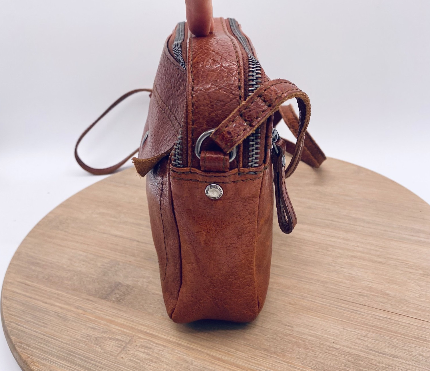 Spikes & Sparrow Leather Crossbody Bag Brown Messenger Purse Small Boho