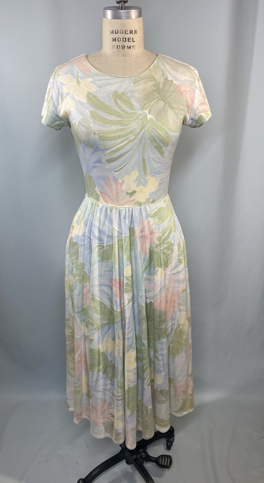 Vintage Dress SIZE SMALL floral long classic 80s 90s CAROL ANDERSON pastel