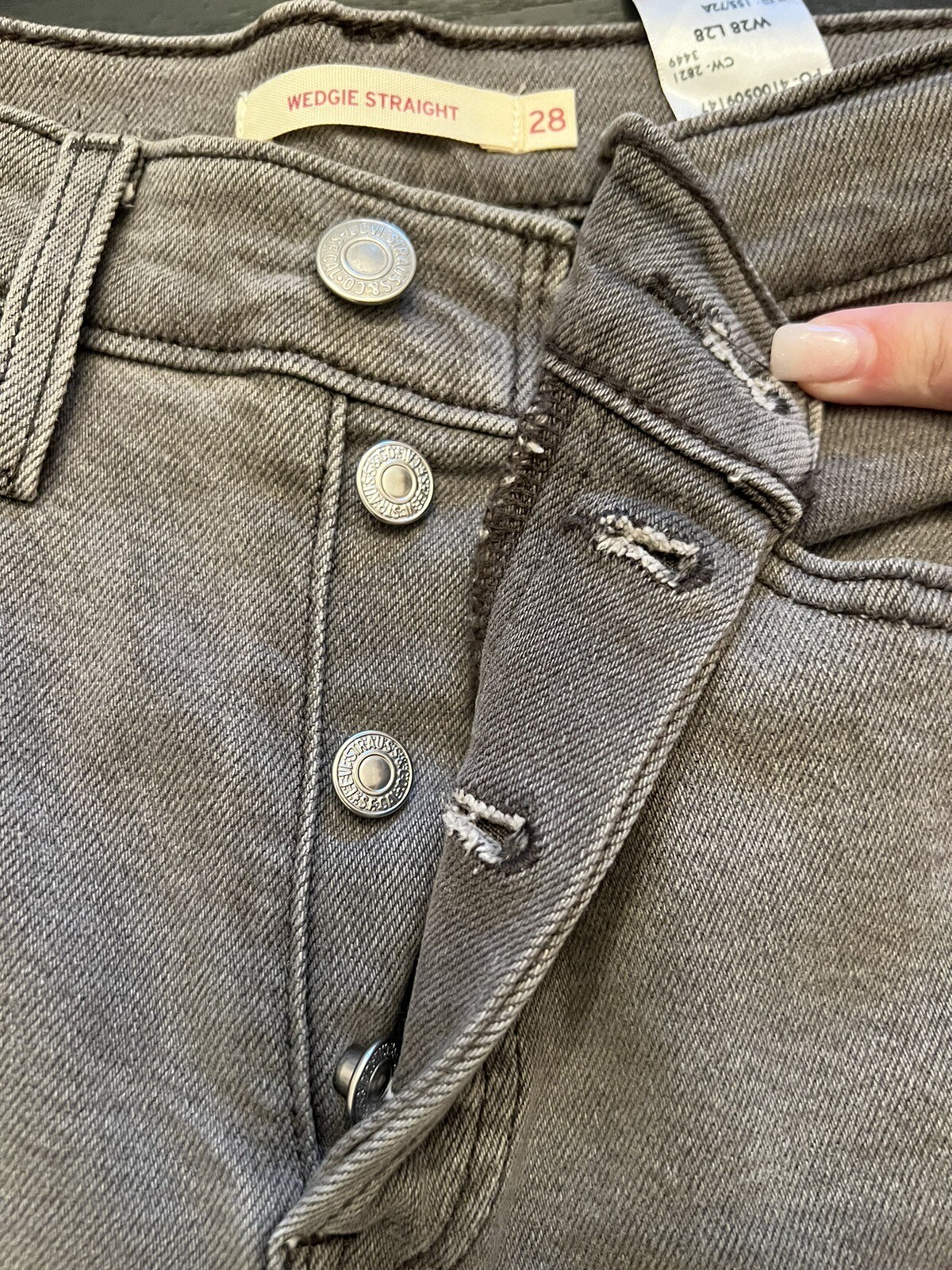 Levi’s Jeans Womens 28 Gray Wedgie Straight Leg High Waist Button Fly