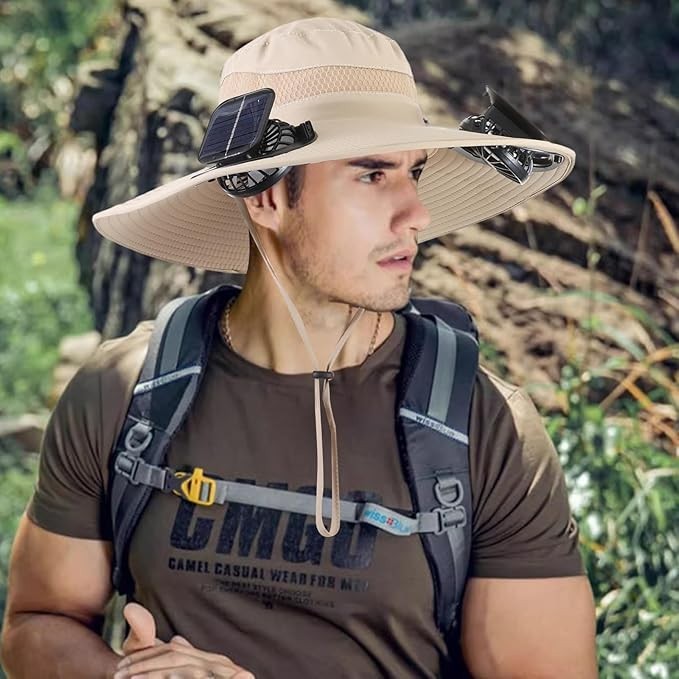 Solar & USB Powered Fan Hat Outdoor Fishing Hat Sunscreen Sun Hat With Dual Fan
