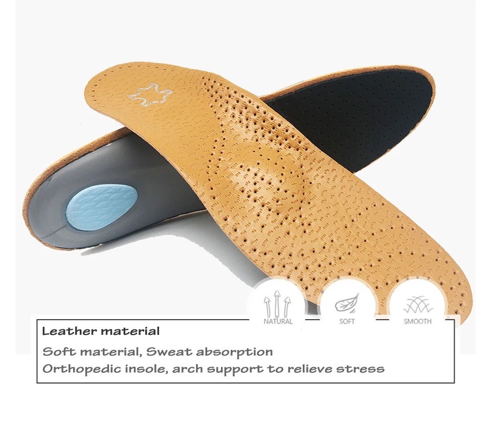 Leather Orthopedic Insoles Arch Support Shoe Inserts Breathable Comfort Insoles