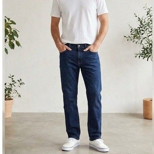 Mavi Zach Straight Leg Jeans Mens 34×30 Dark Indigo Stretch Denim Classic Fit