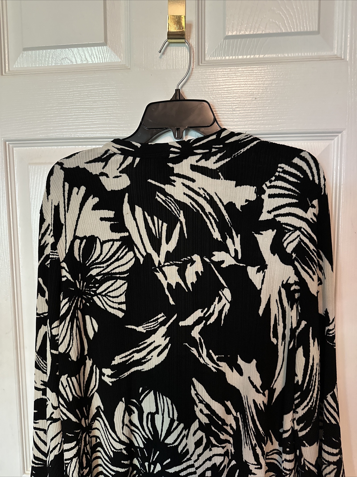 Travel Collection Slinky Shacket Cardigan XL Black Floral 3/4 Top Jacket Topper